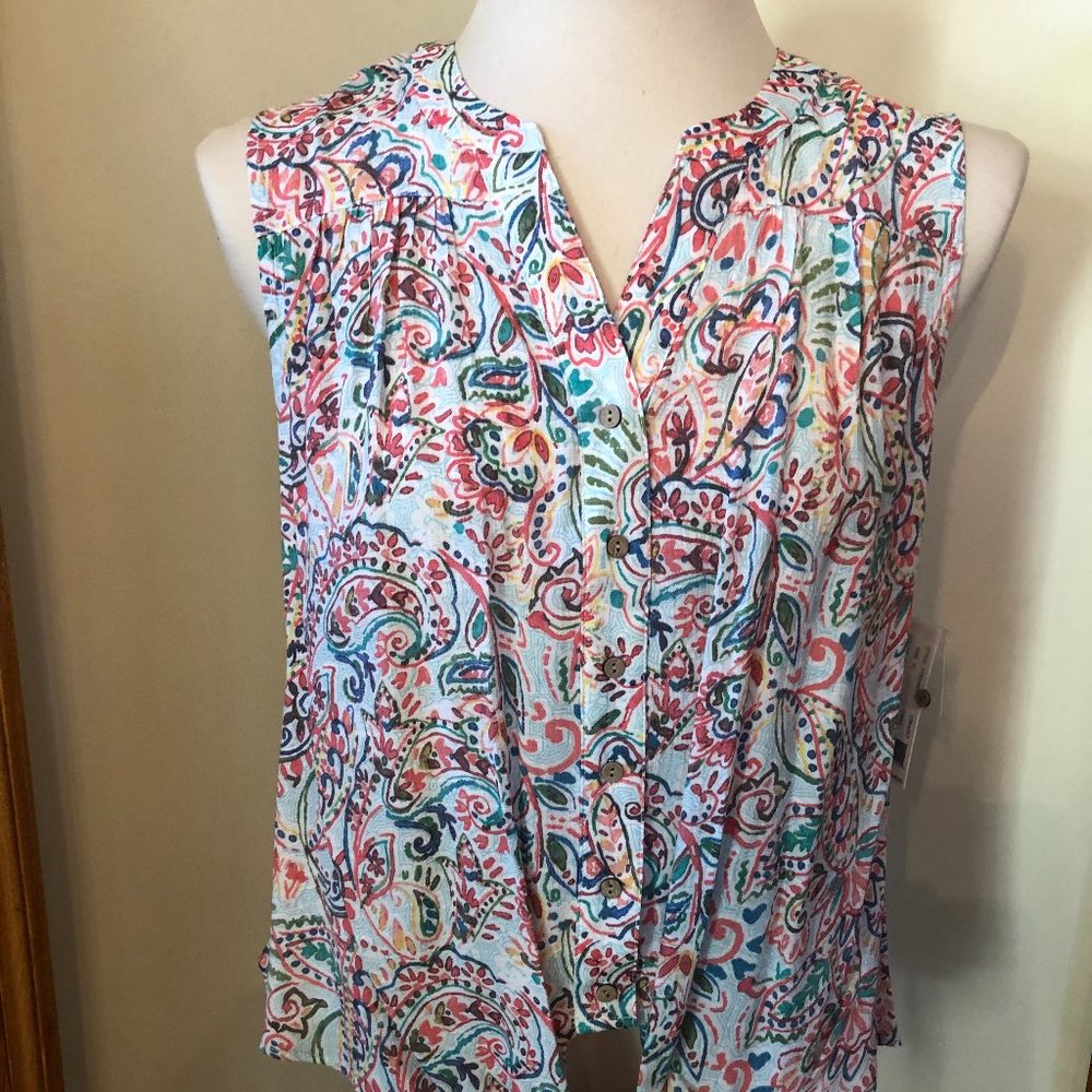 ZAC & RACHEL PETITE Sleeveless Top with Tie Front NWT